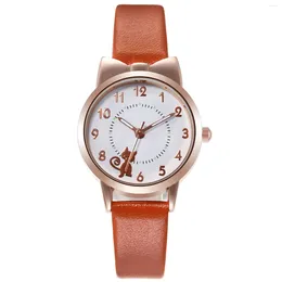Kol saatleri deri band kadranı ile şık minimalist moda kadınlar kuvars izleme hediyesi relojes de pulsera cuarzo