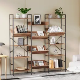 ZK20 Triple Wide 5 -Tier -Bücherregal, großer Bücherregal mit 14 offenen Display -Regalen 001