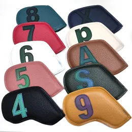 10pcs/set Golf Iron Headcover 3-9psa Club Cover رقم التطريز Case Sport Golf Training Equiply Equiporities 240511