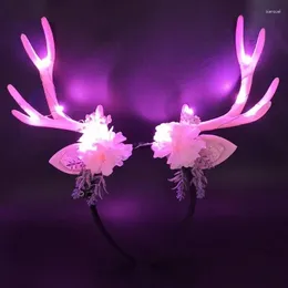 Party -Dekoration LED LELLE LAUT UP Fairy Flower Antlers Crown Hair Blumenhirsche Stirnbänder Cosplay Rentiere Ohrenzubehör Weihnachts Navidad