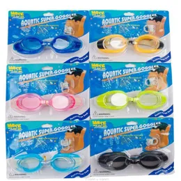 Goggles New Anti-Fog Anti-Fog Swimming with Nose Clip Earplugs ADTと子供のためのグラス