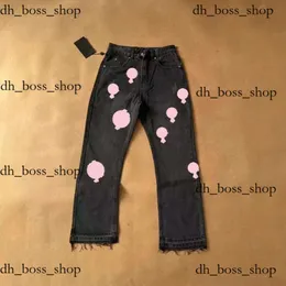 Chromess Pant Designer Jeans Herren Hosen Designer -Kleidungsjeans Sanskrit in alte gerade Jean Hearts Splashkink Crucifix Applique für Chrom Hesrts 191 gewaschen