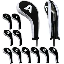 Alta qualidade 12pcs de borracha neoprene capa de golfe tampa de golfe putter de ferro protet número conjunto impresso com zíper Long Neck 240511