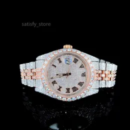 VV ROMAN ROMAN VVS VVS di alta qualità VVS Orologio in acciaio inossidabile Moissanite Bust Down Watch Luxury Hip Hop Bling Blink Personalizzato Orologio personalizzato