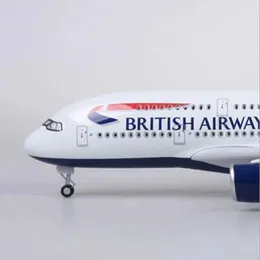 Flugzeugmodle 1 160 Skala Die Gussflugzeugmodell Britische Airways A380 Modellflugzeugreihe mit LED -Leuchten für Dekoration oder Geschenke S245