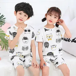 Sommer Baumwolle Pijama Infantil kurzärmelige Baby-Mädchen-Kleidung Anzug Cartoon Kinder Kleidung Kinder Pyjamas Kleinkind Jungen Nachtwäsche 240523