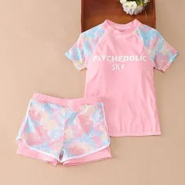 1 infantil de roupas de banho infantil Menmas de moda esportiva rosa colorido