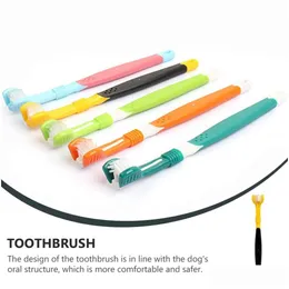 Hundepflege 3-seitige Zahnbürste Haustier Reinigung Mundpinsel Katzenpinsel für die meisten Haustier Hunde verschiedene Zähne und Formen bequem t dhoje