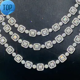 Baguette cortada jóias de hip hop congeladas 925 homens de prata homens Chain cubana moissanita diamante colares de pulseiras cubanas