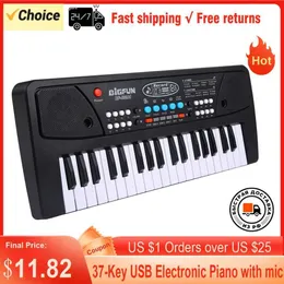 Keyboards Klavier Babymusik Sound Spielzeug Bigfun 37 Taste Elektronische Röhrchen -Organ Childrens Elektrisches Klavier mit Mikrofon numerischer Keyboard Musikinstrument WX5.21