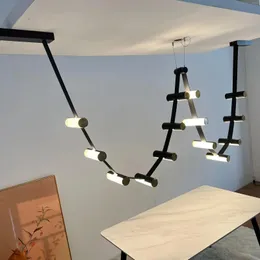 Kronleuchter Baxter Leder Kronleuchter langer Streifen Esstisch Federung Lampe Restaurant Kaffee Büro Italienische Designer Art Deco Lamps