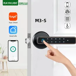 Raykube M3-S Tuya Ble Smart Fingerabdrucktür Schloss mit Passwort/Key/Smart Life/Tuya-Anwendung zur Ferneinschiebung des Schlafzimmers 240510