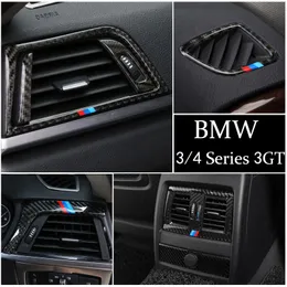 Углеродные автомобильные наклейки центральная консольная консольная выпускная кондиционера Вентиляционная рама декоративной крышки для BMW 3 4 серии 3GT F30 F31 F32 F34 F36 KCVW
