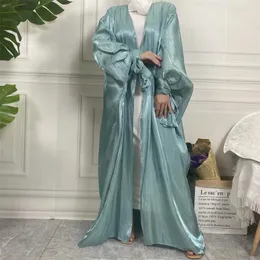 Ethnische Kleidung Ramadan Shiny Open Abaya Dubai muslimische Strickjacke Kleid Truthahn Islam Araber Robe Longue Kimono Cafan Jalabiya Eid Mubarak