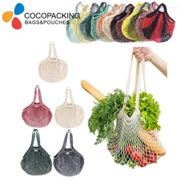Aufbewahrungstaschen 10pcs wiederverwendbares Obst -Gemüsebeutel Waschbares Baumwollnetz Lebensmittelschnur Net Shopping