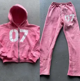 Herren Hoodies Harajuku Pink Grunge Übergroße Sweatshirt Reißverschluss up Goth Y2k Tops Streetwear Kleidung Minderheit Einfachheit