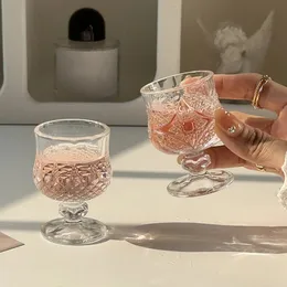 6pcs listras verticais cálice transparente em relevo elegante portátil case com copo de vidro de iogurte de iogurte 240523