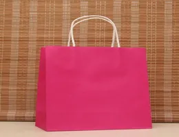 Saco de papel rosa rosa multifuncional de 40pcslot inteiro 40pcslot com manípulos 21x15x8cm Bolsa de presente de festival de boa qualidade Kraft1943126