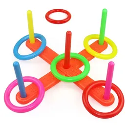 Childrens Ferrule Toy Cross Cross 5 Ring Ring Ring Puzzle Build Building Interação dos filhos Primeiro anel de arremesso de plástico 240520