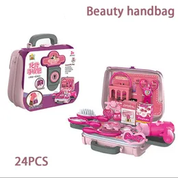 24шт -салон красоты Set Toys for Girl Pretend Play Kid Make Up Make Make Simulation Home Makeup Box Toys Girl День рождения рождественский подарок 240523