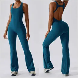 Lu Yoga Align Suit Yoga Flared Pants Jumpsuits Workout Fiess Gym Wear Ll Lemon Sports Gym