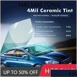 Car Sunshade VLT70% Hellblau Fensterfolien Windschutzscheibe Aufkleber Film 4mil Dicke Nano Keramik Tint Sonnenschutz 0,5 x 6 m Drop de d othfg