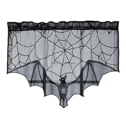 Decorazione per feste Halloween Batti decorativi tende in pizzo nero Spider Web Holiday Sfornone asciugamano per camino decorativo per sp Dhzcy