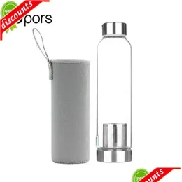 Wasserflaschen Upgrade Upors 550 ml Hochtemperaturbeständige Glassportflasche mit Tee -Infuser hinzufügen Schutzbeutelabfall HO DHPAN