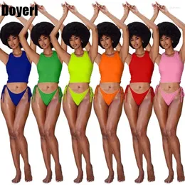 Moda de banho feminina Doyerl Solid Summer Bikinis Define mulheres na cintura baixa