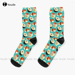 Женские носки Socks Sushi Pattern - Blue Womens спортивные персонализированные индивидуальные Unisex для взрослых подростков молодежь 360 ° Цифровой принцип смешной носок