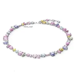 Swarovskis Necklace Sailormoon Flowing Light Colorful Candy Necklace for Women Using Swallow Element Crystal Rainbow White Snake Bone Chain top quality 24ss 326