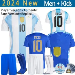 2024 Home Autentico giocatore autentico maglia della squadra nazionale di calcio Fan Fans Messis Mac Allister Dybala Di Maria Martinez de Paul Maradona Kids Kids Women Football Kits