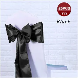 SASHES 25pc/Lot Chair Bow Tie 7 x108 Satin Gold Er Decor Party Banquet Venue 220514 Drop Droviour Home Garden Covering Dhgty