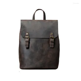 Backpack Vintage Men's Simple High-quality Genuine Leather Women's Outdoor Travel Laptop Bookbag