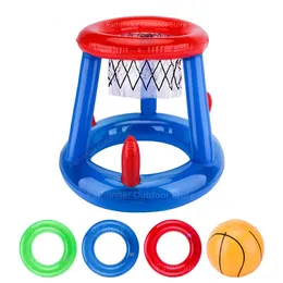 Nadmuchiwany stojak na koszykówkę nadmuchiwany pierścionek Zestaw gier pływającego basen zabawek na zewnątrz akcesoria basenowe 240520