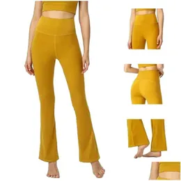 Yoga-Outfit LU-089 Groove Fitness Leggings Fitnessstudio Frauen Hosen GLASTIGE WELLE BEIDE FLARE hohe Taille Dünne Sommer Hantropfen Lieferung Sport aus Dhihq