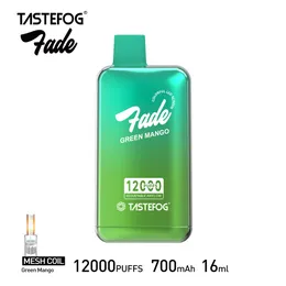 Najnowszy tastefog Fade 12000puffs Vape 1,9 cala Kolorowy ekran cyfrowy E-papieros Hurtowy Vape 2% 16 ml 10 Smaki 700 mAh akumulator do ładowania