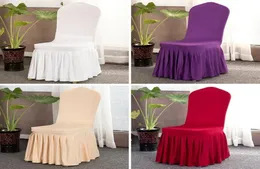 17 color Pleated Skirt ChairCover Party Decoration Wedding Banquet Chair Protector Slipcover Elastic Spandex Chairs Covers party 6268601