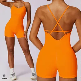 Lu Yoga Align Pad sömlös Yoga Set Women Iess Rompers One Piece Jumpsuit Mage Control Gym Träning Shorts Sportkläder Aktiv slitage LL Lemon