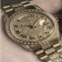 Hochwertige Luxus-Männer Automatische Uhr Präsident Tages-Date Diamond Face Lünette Edelstahlschnalle für Männer mechanische Armbanduhr GIF 244L