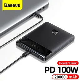 Baseus 100W Power Bank 20000mah 유형 C PD 빠른 충전 파워 뱅크 휴대용 외부 배터리 USB MacBook 노트북을위한 빠른 충전