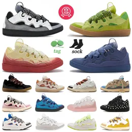 Original Leder Curb Sneakers Mode Schnürstil 90er Jahre außergewöhnlich geprägte Bordsteine Herren Frauen in Nappa-Kalbslederschuh-Gummi-Plattform-Trainern