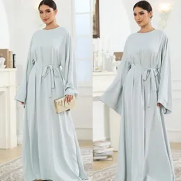 Ethnische Kleidung Eid Party Kleid Frauen Abaya Marokko Kleider Ramadan Flare Ärmel O Hals Vestidos Largo Bescheidener einfacher Dubai Araber Long Robe