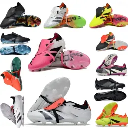 Nya fotbollssko presentpåse Soccer Boots Noggrannhet+ Elite Tongue FG Boots Metal Spikes Football Cleats Mens Laceless Soft Leather Soccer Shoes 36-46 Storlek