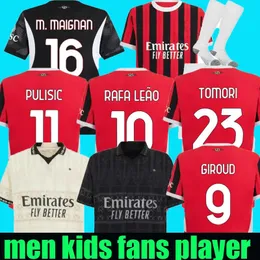 24 25 Maglia Milans Giroud Soccer Jerseys 2024 Home Away 4th Pulisic Reijnders Romagnoli Rafa Leao Football Shirts ACユニフォームファンプレーヤーMen Kid Kit Full Set 666