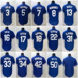 17 Ohtani 18 Yamamoto City Baseball Jersey 13 Muncy 8 Hernandez 7 Urias 42 Robinson 16 Smith 33 Outman 3 Taylor 9 Lux 31 Glasnow 50 Betts 5 Freeman Blue White Grey Stitched