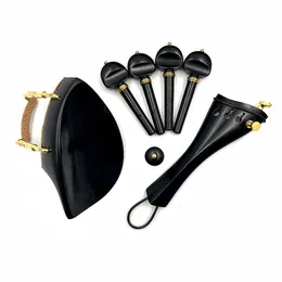1 set 4/4 violin ebony/rosewood/jujube wood accessories parts fittings,Tailpiece+Tuning pegs+Endpins+Chin rest/Chin Holder