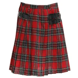 Casual Pleated Scottish Kilts Mens Fashion Pants Cargo Personlighetsbyxor Plaids Mönster Löst halva kjolar Male Men's 234R