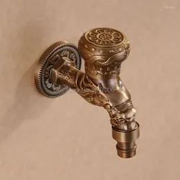 Раковина для ванной комнаты древняя стиль короткая форма антикварный бронзовый дракон резок