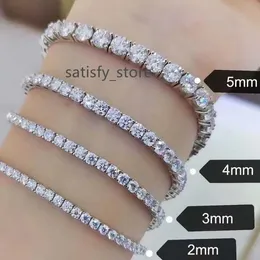 Partihandel 925 Silver 2mm 3mm 4mm 5mm Moissanite Chain Armband Hiphop Diamond Tennis Chain Armband för män eller kvinnor